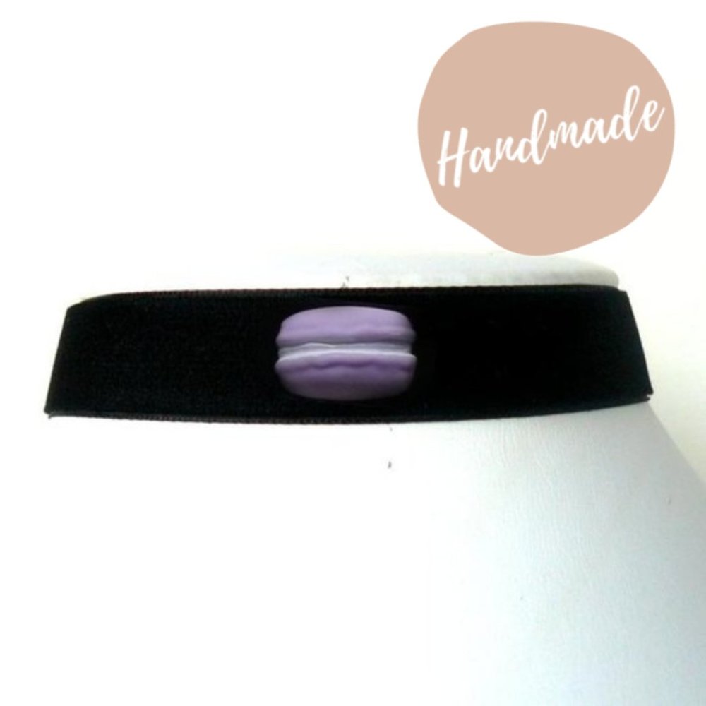 Kawaii Sweet Purple Macaroon Black Choker Jewelry